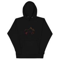 Ombre rider in bright fire colors on a adult hoodie