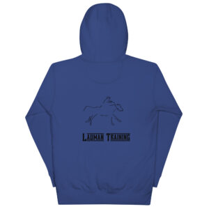 Lauman Training Unisex Hoodie with rider on back - Image 3